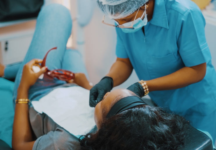 dentist helping a patient